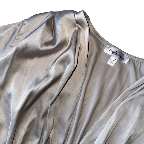 WOMENS SATIN BLOUSE, CHAMPAGNE COLOUR, SIZE  M | TRIPLE SEVEN - Picture 7 of 15